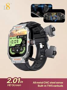 D8 Smart Watch With Detachable TWS Earbuds | 2.01" HD Touchscreen, Stylish New Design For Females | TWS Headset + Built-In Speaker + Recording Microphone, Call Receive/Dial | Outdoor Rugged Body, Anti-Scratch & Water-Resistant | 100+ Fitness Modes: Step Counter, Calories Tracker - View 15