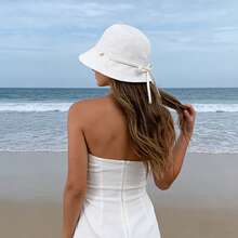 1pc Summer Sun Hats For Women, Outdoor UV Protection Hats,Hats For Women,Gorras Para Mujer,Beach Hat,Bucket Hat - trắng - Xem 10