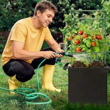 3pcs Extra Large Rectangular Planting Bags With Handles, 27L Capacity, Foldable, Durable Non-Woven Fabric, Suitable For Indoor And Outdoor Gardening, Vegetables And Flowers - Black - View 6