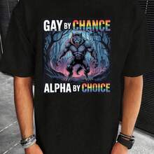 [Funny T-Shirt] Funny Alpha Wolf Meme LGBT T-Shirt Men's Pure Cotton 180g  Positioning Printed - Black - View 1