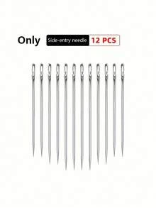 12 Metal Easy Threading Side Hole Needles, Suitable For Elderly Hand Sewing, DIY Home Crafts - Sewing Needles. Arts, Crafts & Sewing - Needleless - View 3