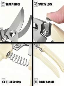 1 chiếc kéo cắt tỉa cây chuyên nghiệp bằng thép không gỉ, thiết kế tay cầm màu trắng tiện dụng, thích hợp để tỉa cành, hoa, ghép cây, vườn cây ăn quả, các công việc làm vườn, cắt hoa, cây cảnh, bonsai và thu hoạch trái cây quanh năm. - nhiều màu - Xem 6