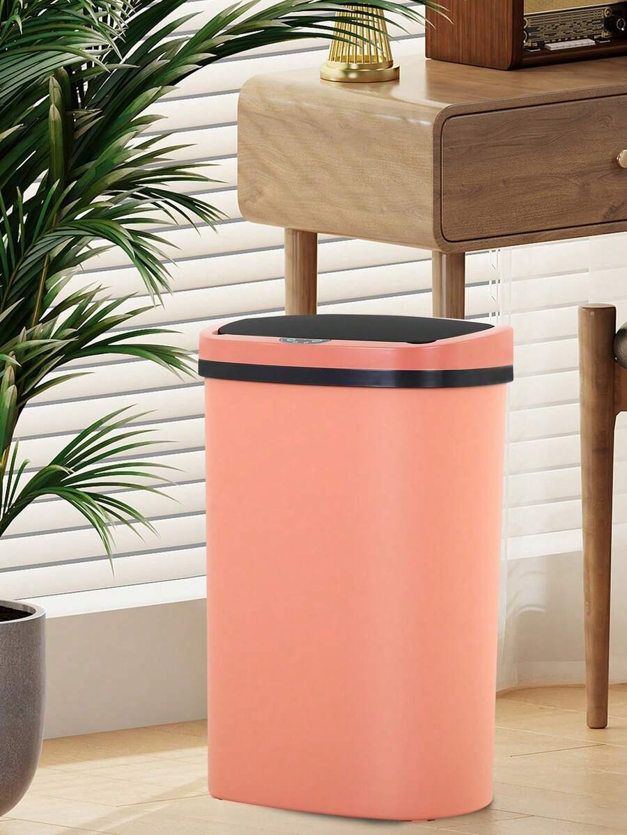 13 Gallon Trash Can Kitchen Trash Bin Plastic Trash Bin With Lid For Kitchen, Bedroom, Bathroom, Office - trắng - Xem 1