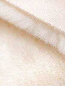 1pc Beige Cream Style Cat Shaped Faux Rabbit Fur Rug, Plush Bedside Mat For Bedroom, Irregular Decorative Carpet For Living Room Sofa, Ins Style Cute Thickened Decor For Study, Walk-In Closet, Vanity Stool, And Bay Window - Beige - View 5