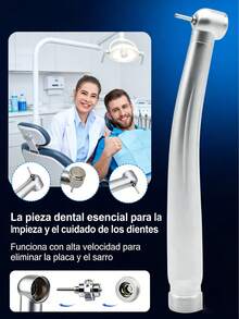 Kit de Pieza de Mano Dental High Speed Madeshow, Turbina con Luz LED Integral, Acero Inoxidable Desmontable, Equipo Odontológico para Clínica y Uso Profesional - Plateado - Ver 1