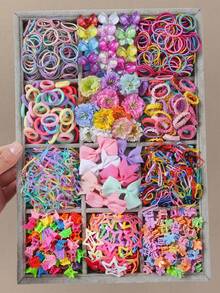 Bộ phụ kiện tóc 847 món, nơ satin đính đá cho bé gái, kẹp tóc hình bướm lấp lấp, kẹp tóc hình hoa cúc, dây buộc tóc, băng đô, quà tặng sinh nhật thanh lịch, sử dụng hàng ngày. - Nhiều màu - Xem 1