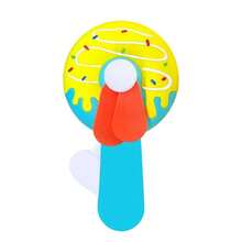 1 pieza Ventilador manual de enfriamiento con forma de rosquilla de dibujos animados de color aleatorio, ventilador portátil de bolsillo sin batería para uso al aire libre y viajes - A - View 4