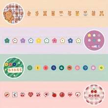 1 cuộn gồm 100 miếng dán hình hoạt hình, bao gồm gấu bông, bánh muffin phô mai, quả anh đào, hoa nhỏ và số, thích hợp để làm sổ lưu niệm, văn phòng phẩm, sổ tay, v.v. - A - Xem 2