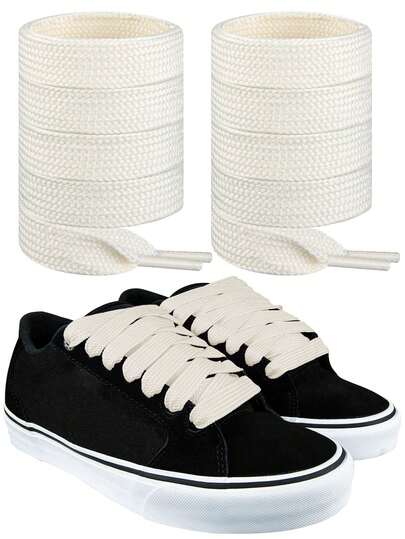 1pair Thick Flat 3/4" Wide Shoelaces Solid Color Strings For All Shoe Types - Sneaker Shoe Laces