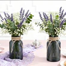 Vintage Glass Flower Vase, Farmhouse Glass Centerpiece Vases Mason Jars For Weddings, Parties & Home Decor Bulk (12, Transparent)  Bud Vases For Flowers For Rustic Wedding KDW8 - 黑色的 - 查看 4