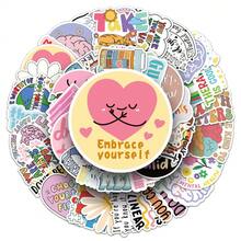 50 PIEZAS Pegatinas de frases positivas cortas en inglés para motivación de la salud psicológica, para bicicleta, cuenta de mano, estuche de lápices, manualidades de scrapbooking - 50 piezas - Ver 10