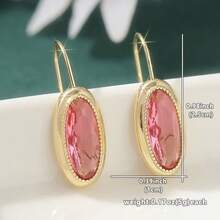 一对优雅的金色耳环，镶嵌浅紫色合成立方氧化锆，时尚饰品，适合女性佩戴，也是一份绝佳的圣诞礼物。 - 金色 - 查看 2