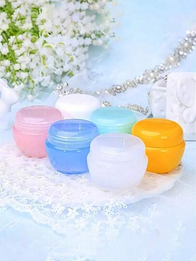 10Pcs Plastic Small Travel Containers For Toiletries, 5pcs/3pcs/1pc Leakproof Refillable Cosmetics Makeup Jars With Lids For Cream Gel Paste, Suitable For Cosmetics, Face, Body, Hand Creams, Empty Cream Jars, Sample Containers, Small Jars, Travel Cream Containers, Covered Cosmetic Containers, Travel Cream Jars, Small Cosmetic Bottles, Sample Containers, Covered Mini Containers, Ideal For Student Travel Essentials