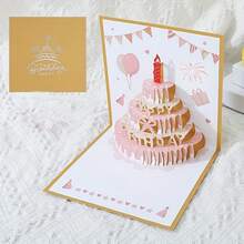 1pc Birthday Greeting Card With A 3D Cake Design, Featuring A Colorful And Cute Pop-Up Style, Perfect For Gifts And Includes An Envelope - Multicolor - View 11