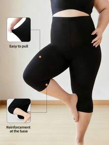 2 pièces/set Pantalon de yoga grande taille haute élasticité 7/8, séchage rapide et respirant, leggings de fitness confortables et non compressants - Noir - Voir 5