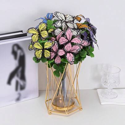 1 bông hoa giả hình bướm năm cánh, dùng để trang trí nhà cửa, trang trí ngoài trời, lễ cưới, phụ kiện chụp ảnh bàn ăn.
