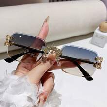 New Stylish Frameless Square Glasses With A High-End Texture And Lace-Trimmed Lenses, A  Choice For Street Photography - 透明茶 - 查看 11