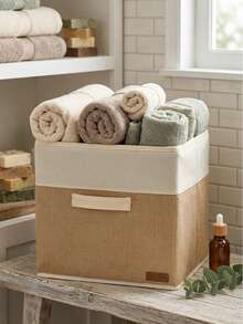 Jute Fabric Bathroom Organizer Basket Decorative Multipurpose Organizer Box - keranjang datar - View 8