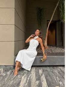 VALESCA DRESS Knot Backless / Backless Vacation - trắng - Xem 2