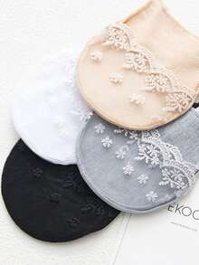 chuanwa（2） 1/5/10 Vớ nữ mùa hè nhẹ, thoải mái, không để lại dấu vết, thoáng khí, mát mẻ, thêu họa tiết, nửa lòng bàn tay, quai buộc dây. - Nhiều màu - Xem 8