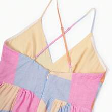 PatPat Family Matching Outfits Set Colorblock Sleeveless Strappy Dress Or Short-Sleeve T-Shirt - 彩色 - 查看 8