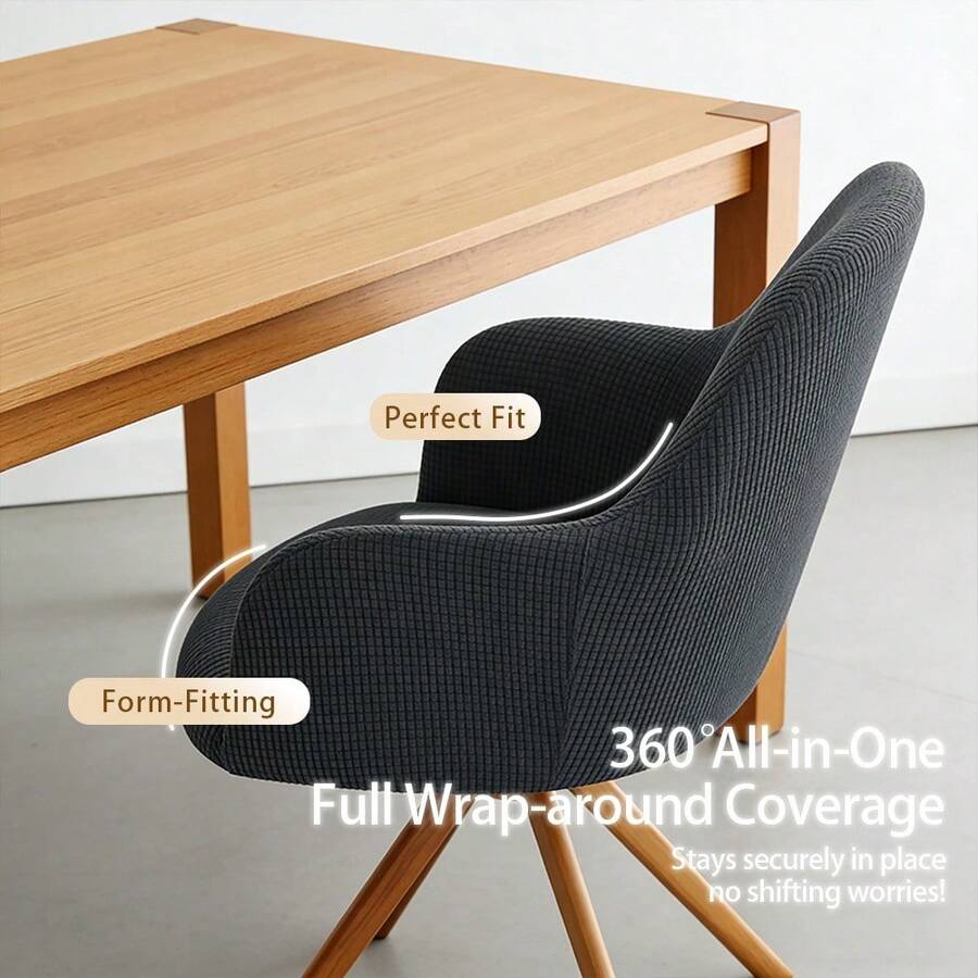 1pc/4pcs/6pcs Solid Color Minimalist Waterproof Chair Cover, Modern Luxury New Jacquard High Armrest Chair Slipcover, Soft Home Chair Protector, Stretchy & Durable, Dining Chair Cover, All Season Use - Black - View 1