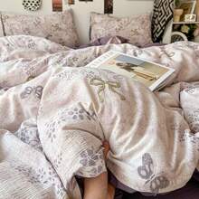 1 buah Sarung Selimut Bermotif Segar yang Dapat Dicuci, Cocok untuk Kamar Tidur, Asrama, Perjalanan, Semua Musim, Semua Produk Tidak Termasuk Selimut/Isi, Dengan Tali Pengikat di Sudut - Posisi bunga - View 3