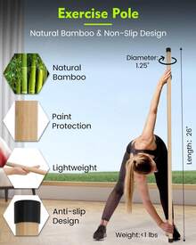 5ft Yoga Stick For Enhanced Mobility Flexibility Non Slip Exercise Dowel For Pilates Stretching Portable Balance Pole - 2 PCS 58 Inches 58 Inches Natural Bamboo - View 3