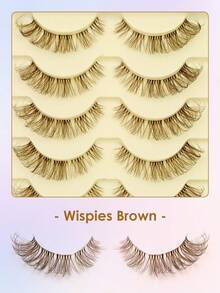 Rikuaild 5 Pairs Brown Transparent Reusable Natural Eyelash Extensions, Lightweight Mocha Mousse Eyelash Makeup - Natural Lashes - View 5