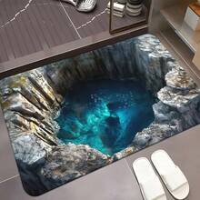 高清 3D 视觉效果地垫 - 防滑超薄浴室地垫，适用于卧室、客厅和浴室 - 由超细纤维制成，非常适合露营、野餐和瑜伽。 - (4) - 查看 3