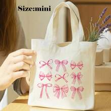 1/5/10个装可爱帆布手提袋，饰有蝴蝶结、爱心、星星、草莓、樱桃图案，可重复使用，适合生日派对、婚礼、节日、新娘送礼会、女主人礼物、护士节、教师节、感恩节等场合。 - 查看 2