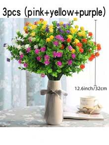 1/3/15/24 pezzi Fiori artificiali da esterno, anti-UV, anti-sbiadimento, arbusti di bosso in plastica imitazione, usati per giardini, terrazze, portici, fioriere, case, matrimoni, decorazioni, si consiglia di acquistarne più di uno per abbinarli e ottenere un aspetto più bello - Multicolore - Visualizzare 13