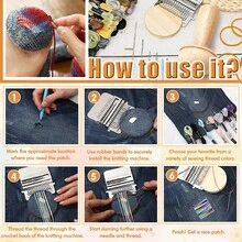 KLONKEE Small Sewing & Weaving Tool Kit, Mushroom Weaving Patch Tool Set With 50 Color Threads & 14 Crochet Hooks, Suitable For Repairing Socks, Jeans, Sweaters And Other Clothing, Ideal For Beginners - Multicolor - View 11