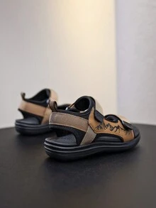 Adjustable Hook And Loop Strap Sports Sandals For Teenage Boys, Lightweight And Convenient - Brown - View 6