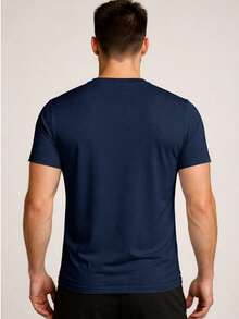 Kit Of 2 Men's Dry Fit On T-Shirts, Lightweight Fabric, Workout, Gym, Running, Fitness, CrossFit, Summer, Regular Fit - xanh và đen - Xem 3
