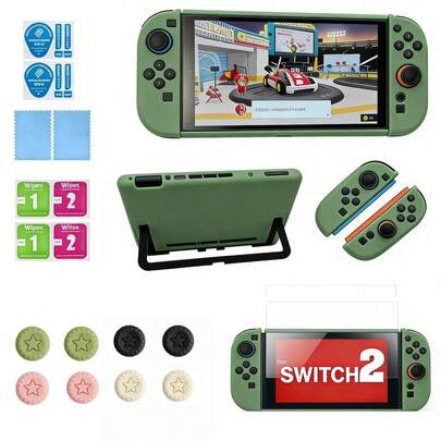Solid Color Anti-Drop Hard Shell For NS2 Switch 2, Matte Split Protective Cover - Green