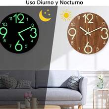 Reloj de Pared Luminoso de 12 Pulgadass, Reloj Pared Digital Silencioso, Números y Manecillas Funciones Luminosas, Adecuado para Sala Estar, Cocina (Grandes) - 1 - Ver 6