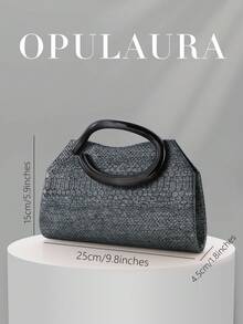 Túi xách nữ OpulAura 1 chiếc, kiểu dáng thanh lịch, họa tiết da rắn màu xám, dây đeo kim loại tháo rời sang trọng, thích hợp cho các buổi tiệc trang trọng, đám cưới, sinh nhật và lễ tốt nghiệp. - Xám - Xem 5