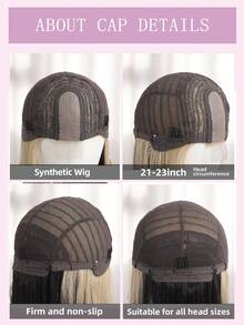 4*2U-Shaped Braided Gray Straight Wig, 42 Inch Extra Long Straight Silver Gray Synthetic Wig With Elastic Cap, Suitable For Daily Wear And Festive Gatherings, Fits All Skin Tones - Gradient Black Gold - View 10