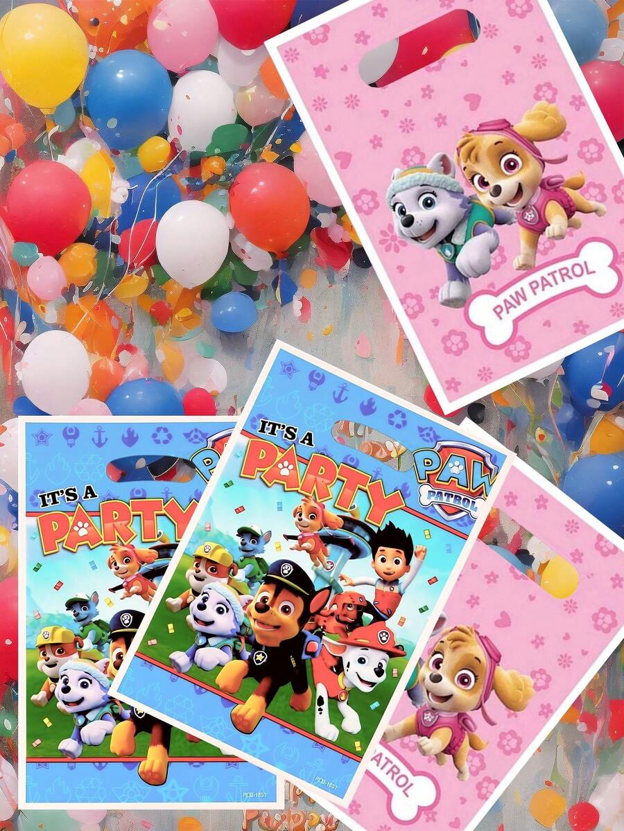 Paw Patrol 汪汪隊 10/20/30入主題塑膠糖果禮物袋,適合生日派對伴手禮、裝飾、驚喜禮物,可愛創意卡通禮物包裝盒,完美派對裝飾驚喜禮物 - 汪回禮袋 - 查看 1