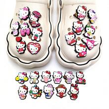 SANRIO KT猫咪可爱卡通系列洞洞鞋花朵鞋扣软橡胶百搭鞋饰 - 查看 3