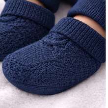 Knitted Baby Booties For Newborn Boys And Girls, Knitted Winter Items, Baby Layette - 藏蓝色 - 查看 2
