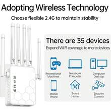 WiFi Extender Signal Booster With 6 Antennas And 2 Ethernet Ports, Covers Up To 11,000 Square Feet Remote WiFi Repeater Wireless Router Amplifier, One-Click Easy Setup - UK Plug(220-240V) - View 2