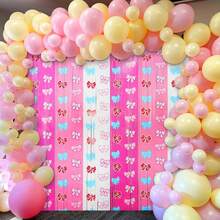 Kit de arco de guirnalda de globos pastel y paquete de 2 cortinas metálicas con flecos de lámina de oropel – Ideal para baby shower, bodas, decoraciones de fiesta de cumpleaños (lazo) - Lazo - Ver 6
