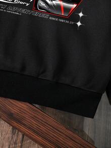 Young Boy Car Pattern Warm Sweatshirt - Black - View 4