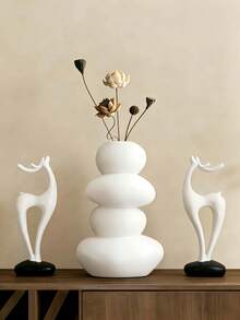 1 Peça Conjunto de Escultura de Vaso de Cervo Entalhado em Resina, Vaso de Flor de Pedra Geométrica, Design Elegante e da Moda, Decoração de Mesa, Adequado como Presente para Casa e Escritório, Aniversário, Formatura, Natal - Multicolorido - Visão 13