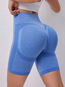 1pc Yoga Compression Shorts For Outdoor Running Sports - Royal Blue - View 2