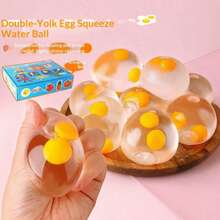 Bóng nước hình trứng bóp: Đồ chơi giảm căng thẳng hình trứng dễ thương, chân thực, được làm từ chất liệu TPR mềm mại, giúp giảm lo âu, là món quà Ngày của Mẹ hoàn hảo cho trẻ em và những người yêu thích đồ chơi giảm căng thẳng. - Đồ chơi bóp hình trứng hai lòng đỏ - Xem 1