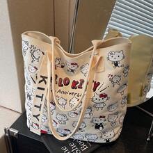 Túi xách nữ Hello Kitty cỡ lớn, túi đeo vai/túi du lịch, túi tote vải canvas Hello Kitty của Sanrio, túi đeo vai KT dễ thương, túi xách hoạt hình đa năng, túi công sở cỡ lớn, phù hợp cho du lịch, đi học, đi làm. - Nhiều màu - Xem 8