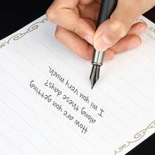 1 set de bolígrafo estilo empresarial - Incluye 2 tamaños diferentes de plumillas y 18 cartuchos de tinta, 1 convertidor de tinta, apropiado para que los principiantes practiquen caligrafía, escritura, escribir cartas, firmas - Juego completo y fácil de aprender - Negro - Ver 10